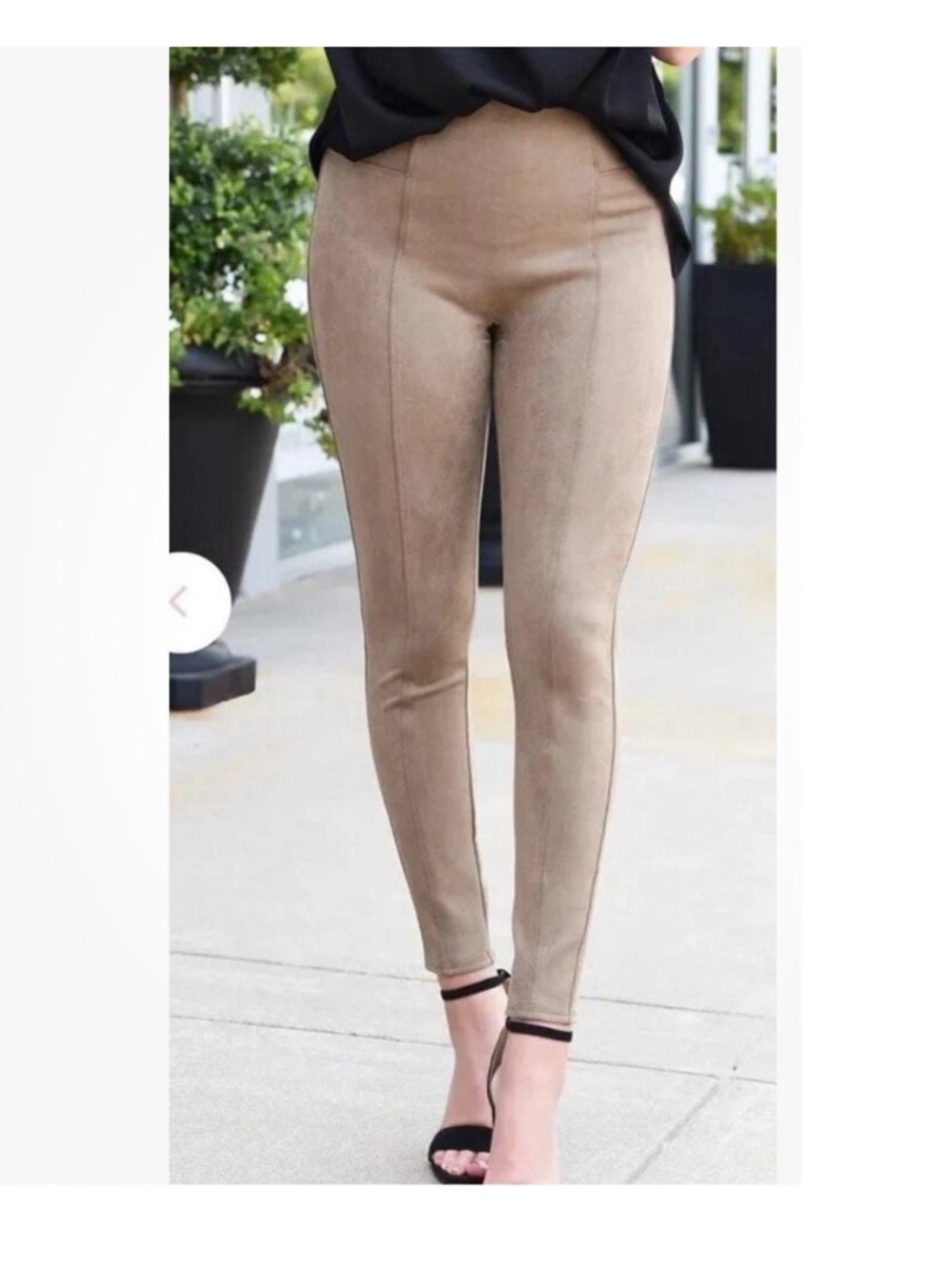 SPANX Faux Suede Leggings in Camel Taupe Size Medium